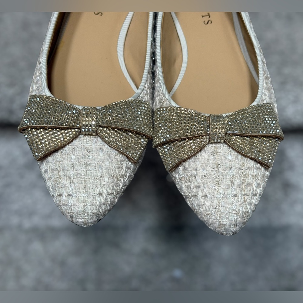 NEW Talbots Edison Bow Bouclé Flats Balletcore Parisian Chic Women’s 7 Soft Girl - Picture 3 of 10